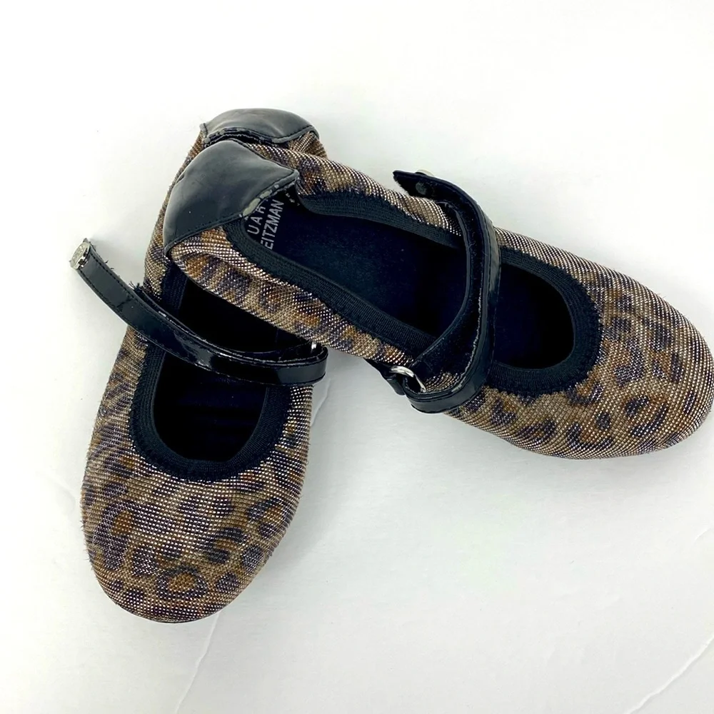 Stuart Weitzman Pali Casey Toddler Girl Sz 11 Leopard Print Ballet Flats Shimmer